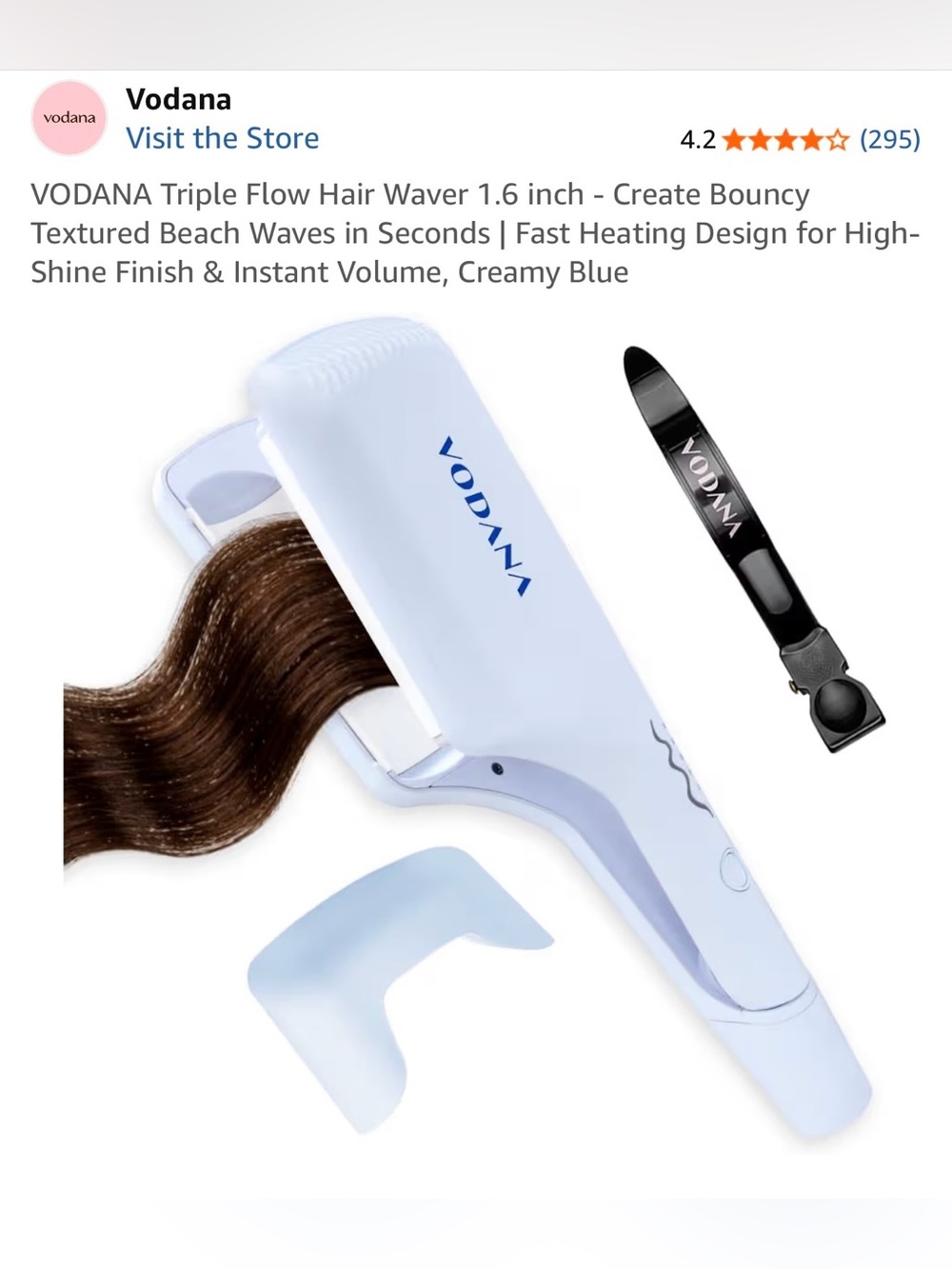 BRAND NEW VODANA Creamy Blue Triple Flow Hair Waver 1.6" – Smooth Beach Waves